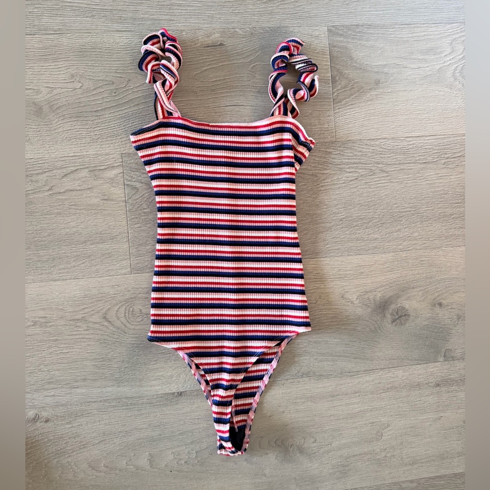 Striped Ribbed Bodysuit